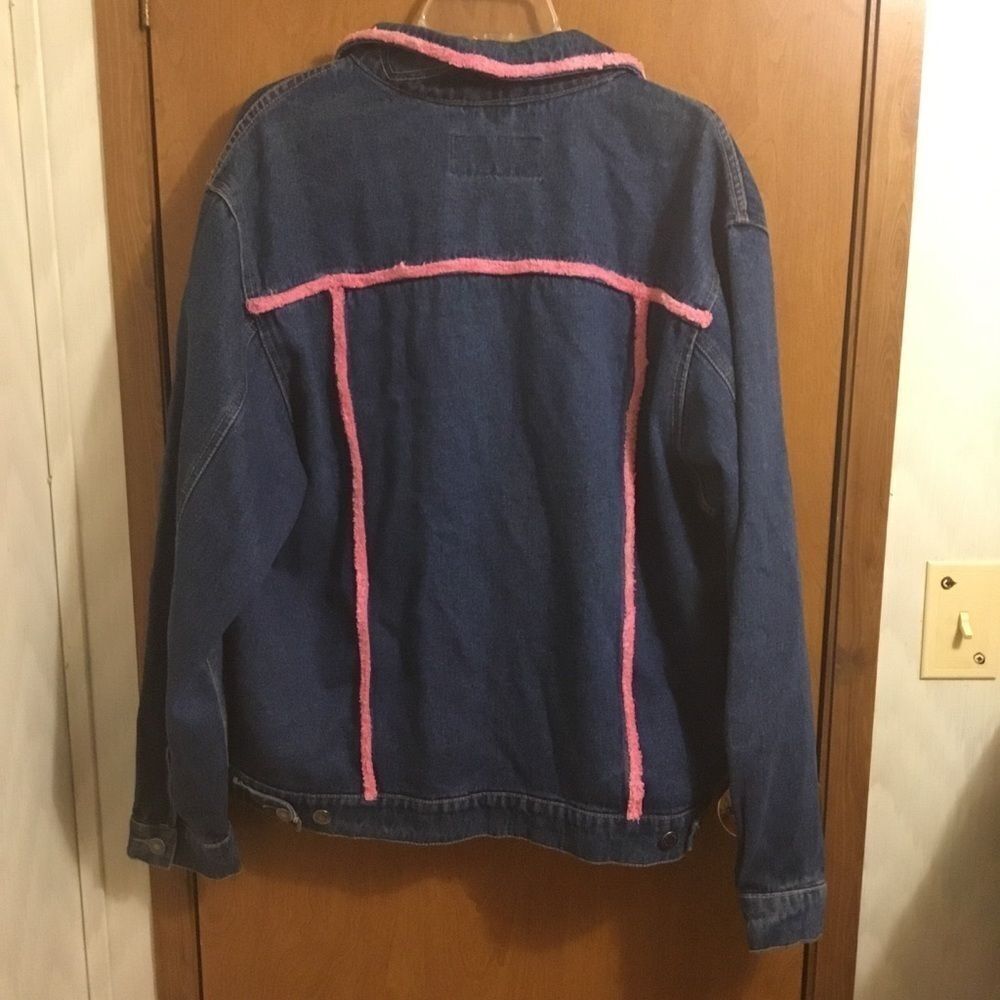 Wrangler Western Cowgirl Vintage Women's Blue and Pink Denim Jean Jacket L - Picture 2 of 7